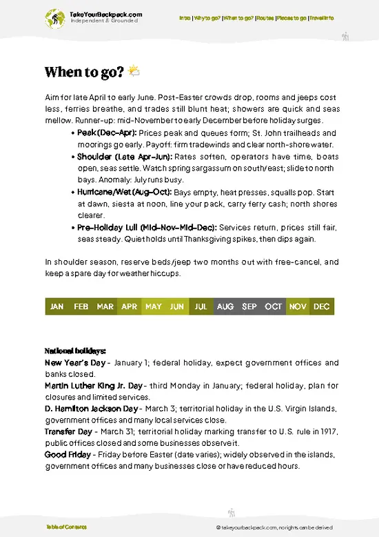 example page 3 from our offline Travel Guide for United States Virgin Islands